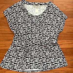 NWT Ann Taylor LOFT Plus Mixed Chiffon & Knit Floral Blouse